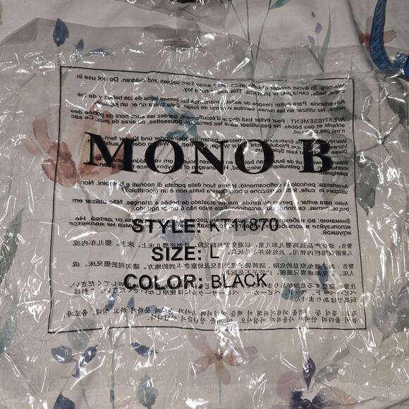 Mono B Black Bandeau Tank Top Bralette Large - Picture 4 of 5